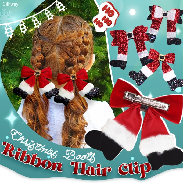 Cithway™ Christmas Boots Ribbon Hair Clip