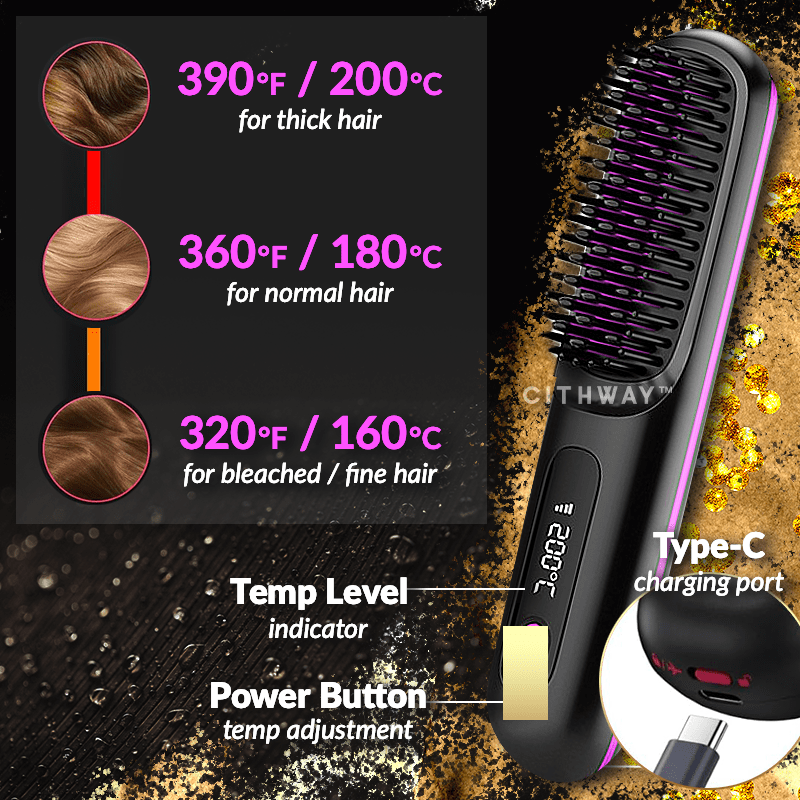 Aexzr™ Portable Cordless Hair Straightener Brush